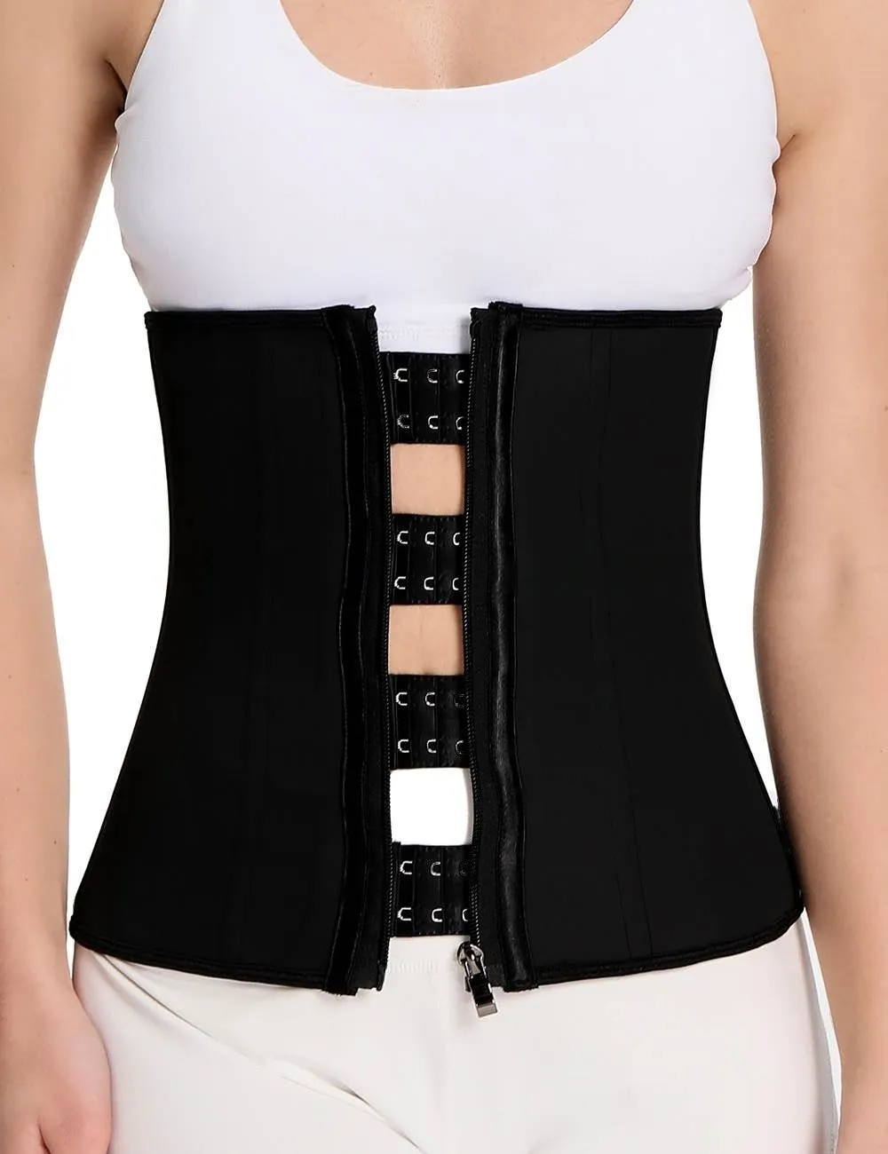 Zippered 9 Steel Bones Removable Double Belt Trainer